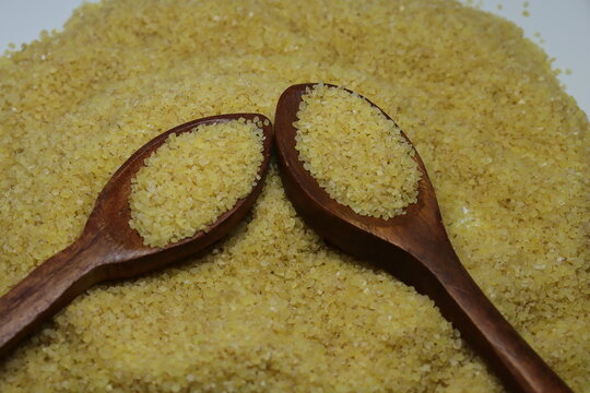 Raw Semolina Flour Or Rava Powder Isolated In White Background