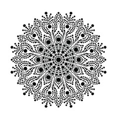 Dot mandala for acrylic painting. Spot painting point to point. Abstract design of mandala in dot paint style. Aboriginal australian ethnic round ornament black color on white background