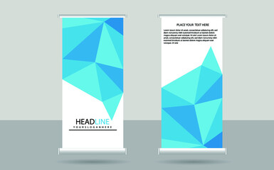 roll up banner business geometric style blue color