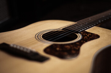 Acoustic Guitar on Black Background