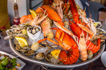 Plate with a diversity of seafood