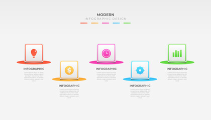Colorful Infographic Template Design for Presentation or Workflow Layout 