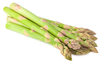 Fresh green asparagus isolated on white background