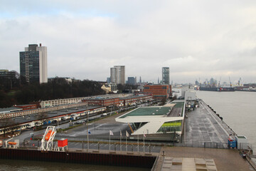 Fototapeta premium Embankment of the Elbe river in Hamburg, Germany