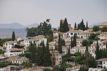 Obraz premium View of the San Francisco Parador and gardens at the Palace of Alhambra Granada Granada Province Andalusia Spain 