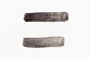 Black color watercolor handdrawing as line brush on white paper background