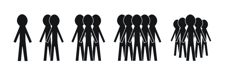 People icon set. Group of team icons isolated on a white background. Business team icons collection. Crowd of people black silhouettes simple. Team icons in flat style.