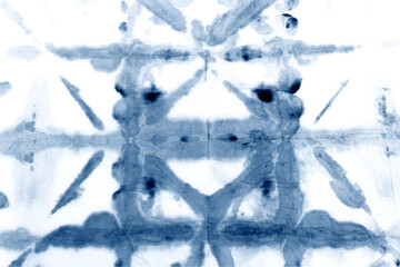 Indigo tie dye abstract ink background. Blue textured hand painted pattern.