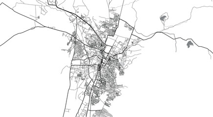Urban vector city map of Quetta, Pakistan, Asia.