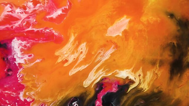 Abstract Liquid Art - Ink Colours - Black Orange Red White, UHD