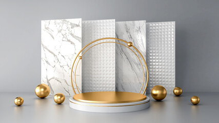 White abstract modern background with geometric shape podium for product presentation, 3d rendering