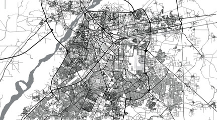 Fototapeta na wymiar Urban vector city map of Lahore, Pakistan, Asia.