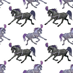 seamless background, circus horses on white backgrounds © Viktoria Suslova
