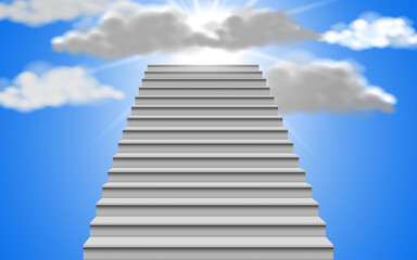 white staircase with sunlight on the blue sky