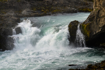 Godafoss (waterfall of the gods)  in the Bardardalur district of Northeastern Region of Iceland