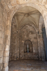 Fototapeta na wymiar The fragment of the Jaffa Gate in the old city of Jerusalem, in Israel