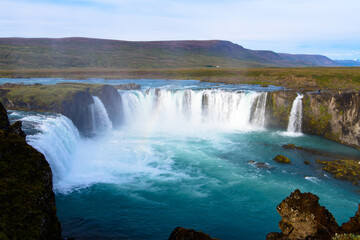 Godafoss (waterfall of the gods)  in the Bardardalur district of Northeastern Region of Iceland
