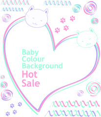 baby shower card with baby girl and cat