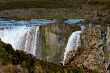 Godafoss (waterfall of the gods)  in the Bardardalur district of Northeastern Region of Iceland