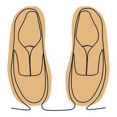 one line continuous drawing a pair of light chocolate shoes