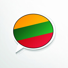 Creative Lithuania country flag on speech bubble. Abstract languages concept flat illustration