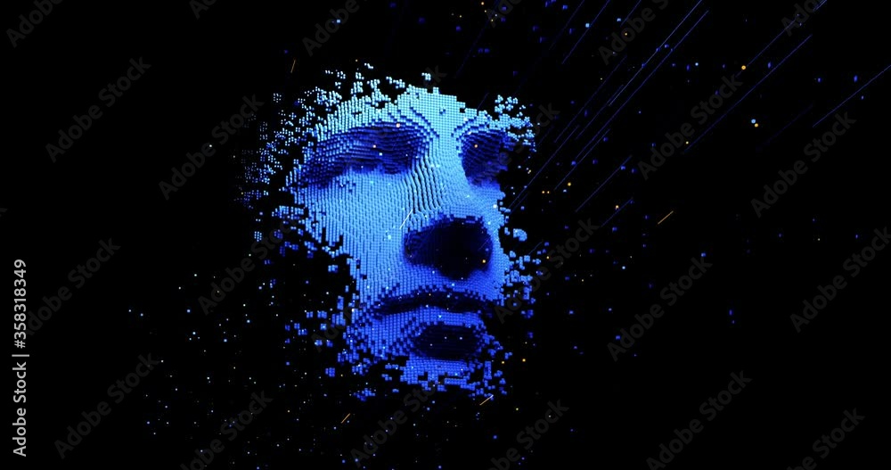 Wall mural abstract digital human face. artificial intelligence concept of big data or cyber security. 3d rende