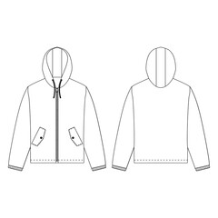 Zipper jacket vector illustration flat outline template clothing collection top © MFKRT