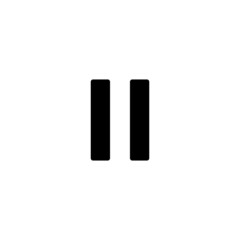 Media player - Pause button icon in black flat glyph, filled style isolated on white background