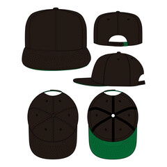 Snapback vector illustration flat outline template clothing collection accessories hat