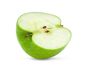 half green apple on a white background