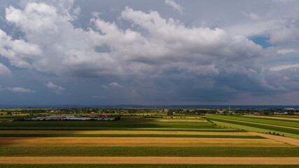 Agricultural field in a cloudy day