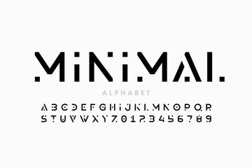 Minimal style font, alphabet letters and numbers