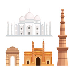 set india architecture traditional set icons vector illustration design