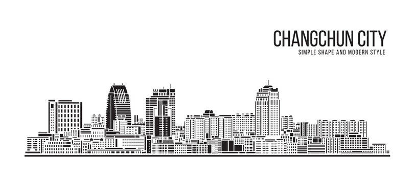 Cityscape Building Abstract Simple shape and modern style art Vector design -  Changchun city