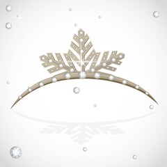 Golden tiara in snowflake shape for Christmas ball