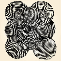 Vector illustration of black & white ornamental circle drawing.