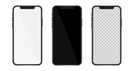 Realistic smartphone with a blank screen. White and black. Vector illustration