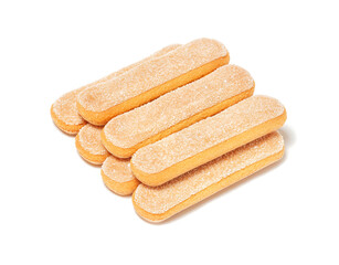 Traditional italian biscuits ladyfingers savoiardi on white background
