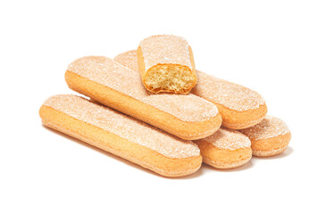 Sponge biscuits - ladyfingers savoiardi isolated on white background