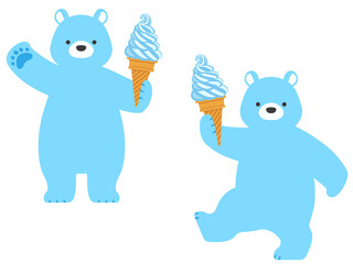 ソフトクリームを持ったシロクマのイラスト