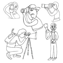 Photography life. Man photographer. Illustration of photography.