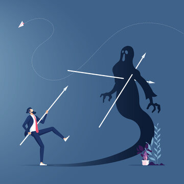 Businessman fighting his own shadow-Business concept vector