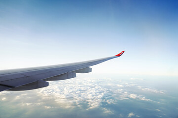 Fototapeta premium View outside airplane window. Air asia boeing