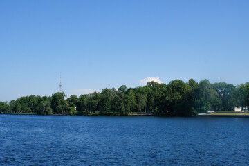 city ​​landscape with river and trees in Russia