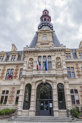 Fototapeta na wymiar City hall (mairie) of the XII arrondissement in Paris. XII arrondissement, called Reuilly, is situated on the right bank of the River Seine. Paris, France.