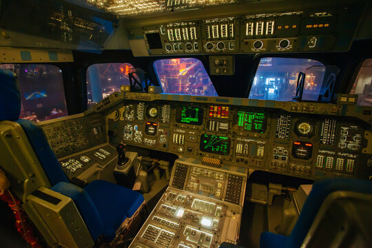 Interior of Shuttle at Space Center in Houston USA