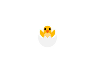Hatching Chick vector flat icon. Cracked chicken egg. Isolated newborn baby chick emoji illustration 