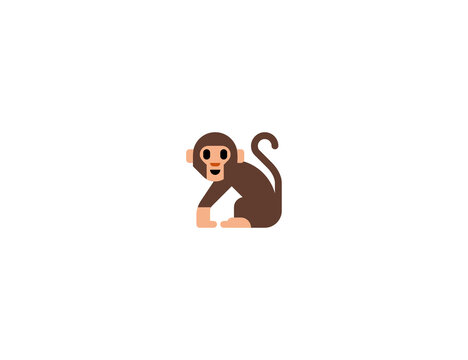 Monkey Vector Flat Icon. Isolated Monkey Emoji Illustration 