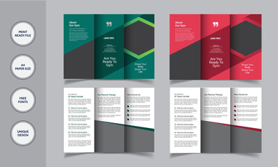 Gym trifold brochure template, Fitness tri-fold brochure template, Sports brochure