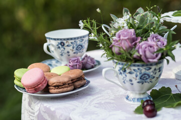 cup of tea with flowers
